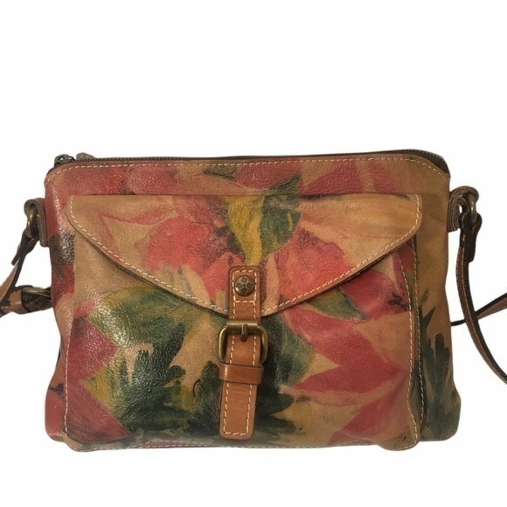 Patricia nash painted leather floral messenger bag